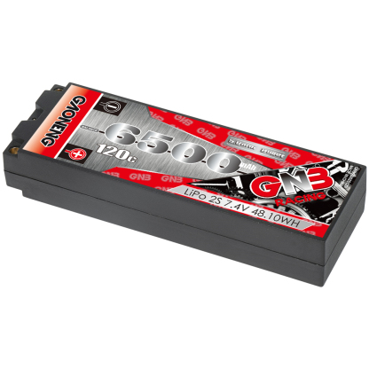 1PC - GAONENG GNB 2S 7.4V 6500mAh 120C 5mm Bullet Hard Case LiPo Battery T-PLUG
