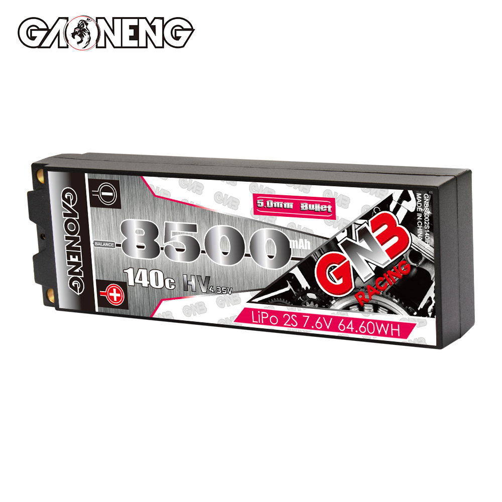 1PC - GAONENG GNB LiHV 2S 7.6V 8500mAh 140C 5mm Hard Case LiPo Battery T-Plug