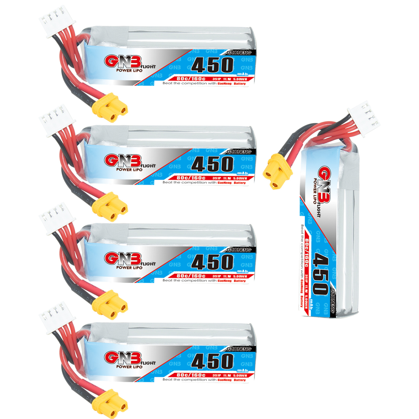 GAONENG GNB 3S 11.1V 450mAh 80C XT30 LiPo Battery Long Type