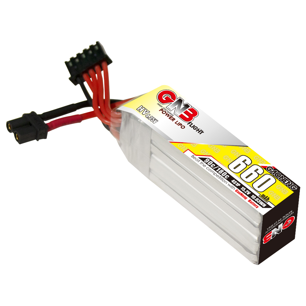2PCS - GAONENG GNB 4S 15.2V 660mAh 90C XT30 LiPo Battery Long Type