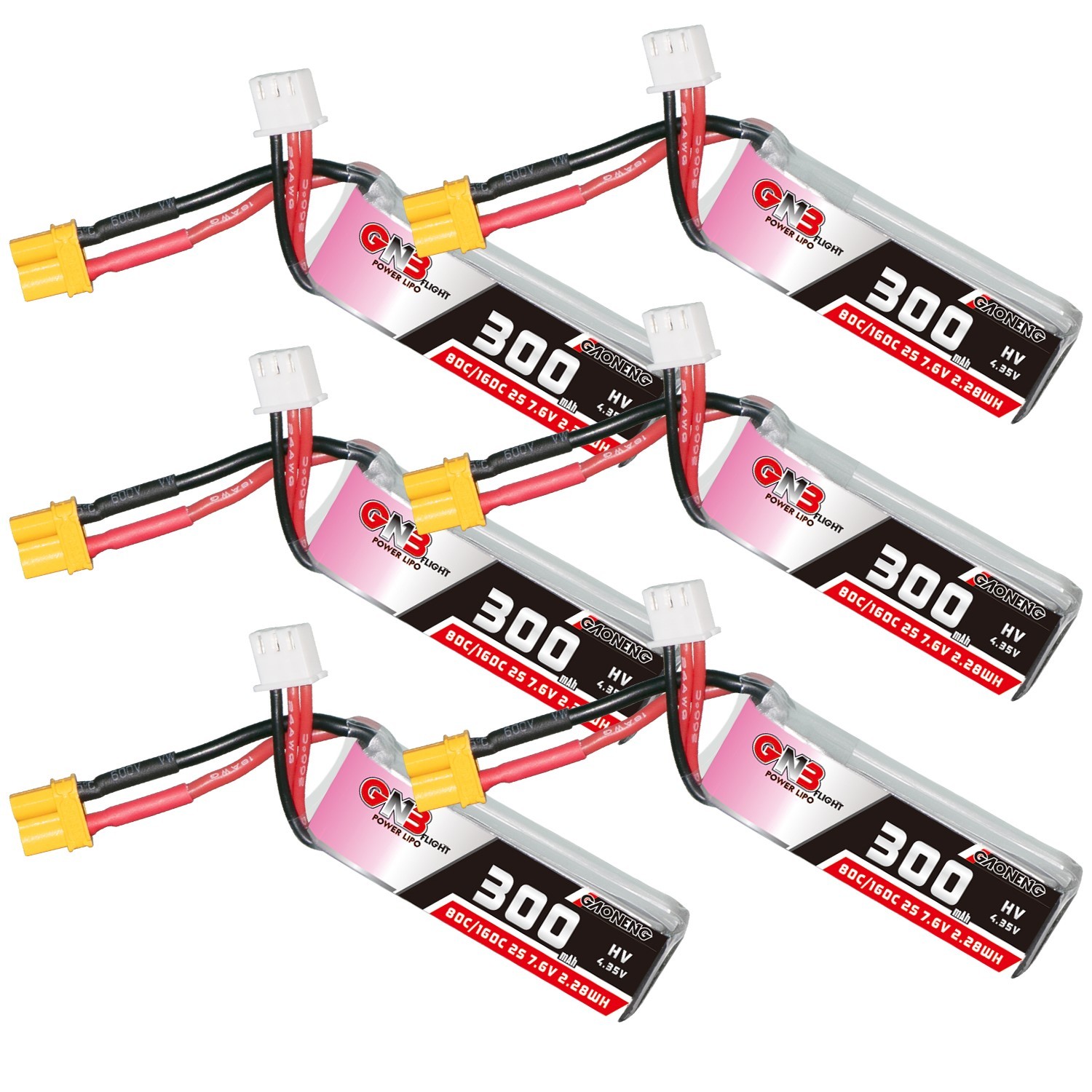 GAONENG GNB LiHV 2S 7.6V 300mAh 80C XT30 LiPo Battery