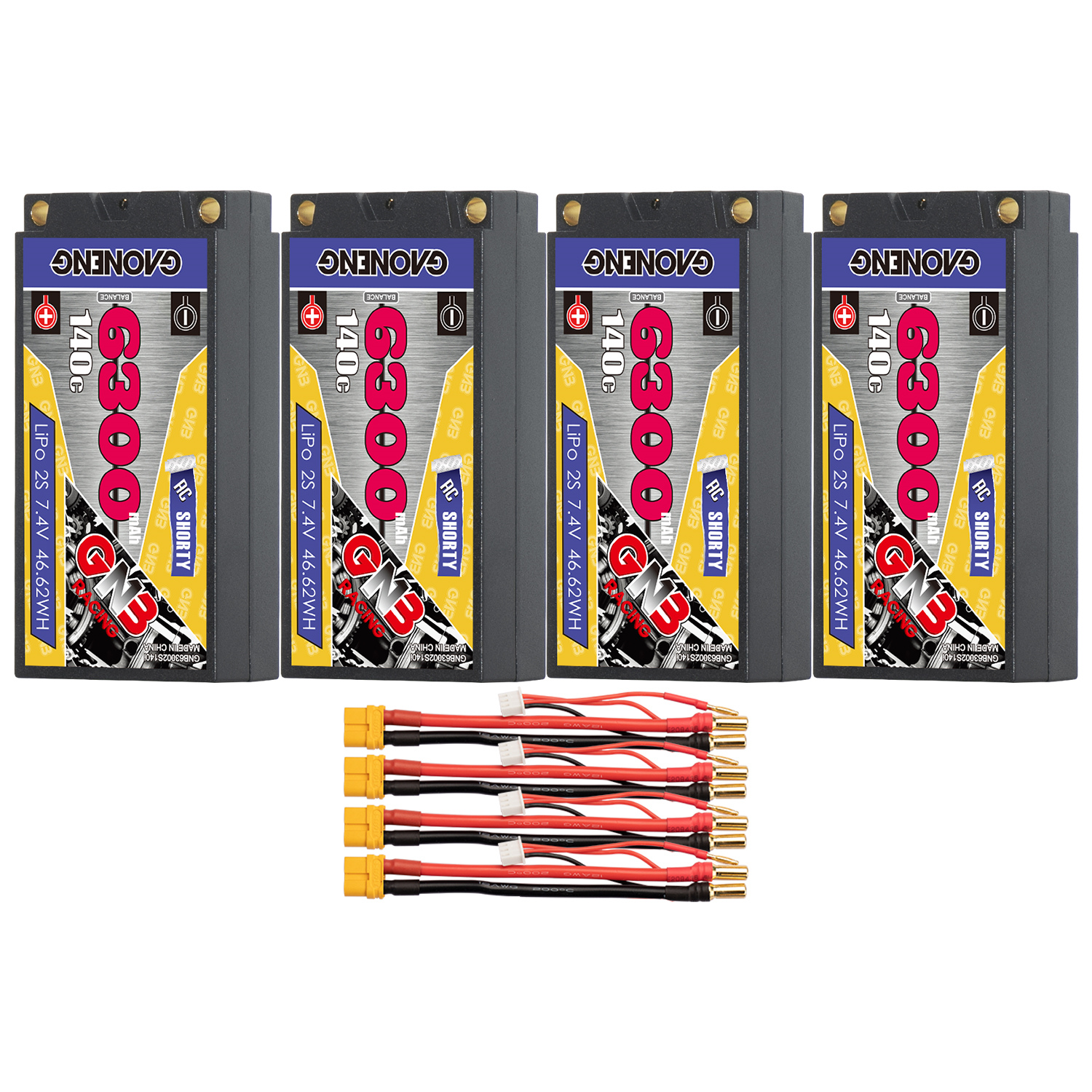 GAONENG GNB 2S 7.4V 6300mAh 140C Shorty 5mm Bullet Hard Case LiPo Battery