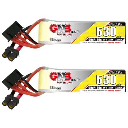 2PCS - GAONENG GNB LiHV 6S 22.8V 530mAh 90C XT30 LiPo Battery Long Type