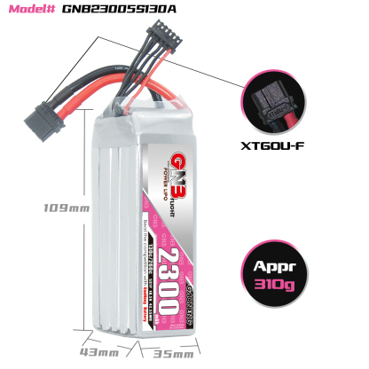 GAONENG GNB 5S 18.5V 2300mAh 130C XT60 LiPo Battery