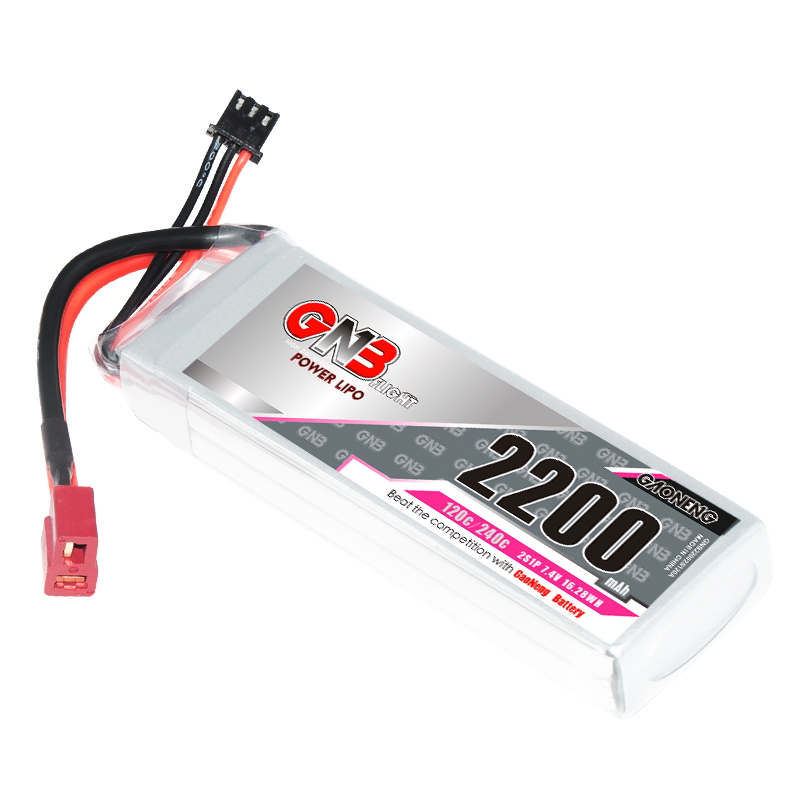 2PCS - GAONENG GNB 2S 7.4V 2200mAh 120C LiPo Battery T-Plug
