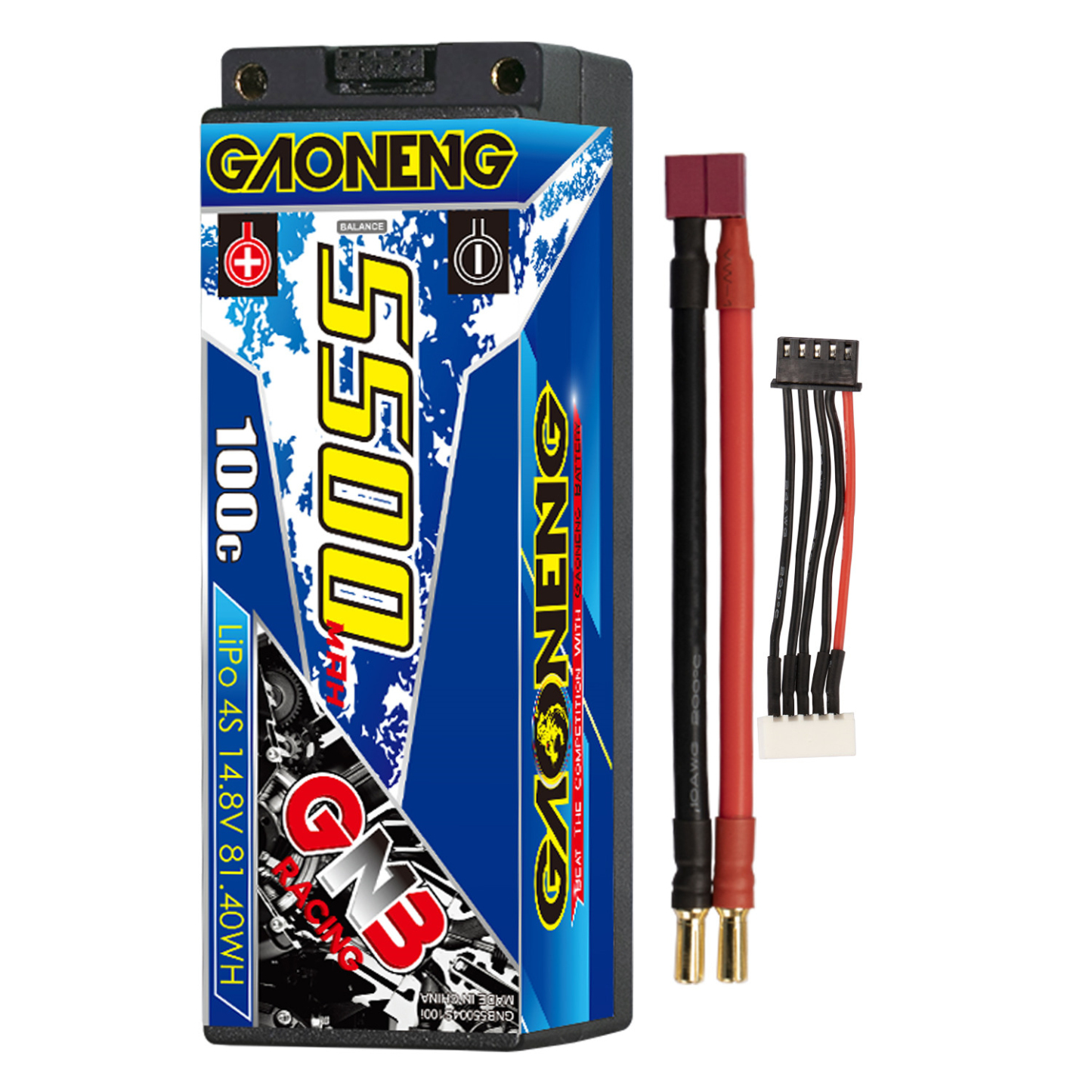 GAONENG GNB 4S 14.8V 5500mAh 100C 5mm Bullet Hard Case LiPo Battery