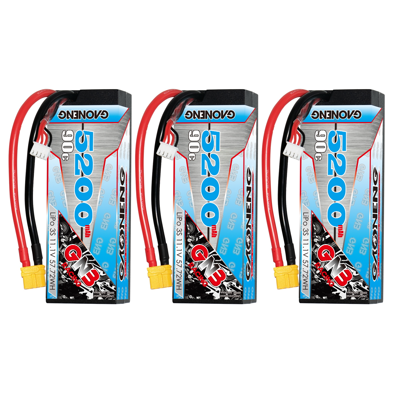 GAONENG GNB 3S 11.1V 5200mAh 90C Cabled Hard Case LiPo Battery XT60