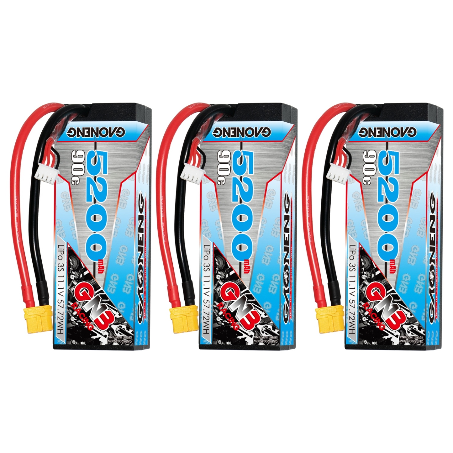 GAONENG GNB 3S 11.1V 5200mAh 90C Cabled Hard Case LiPo Battery XT60