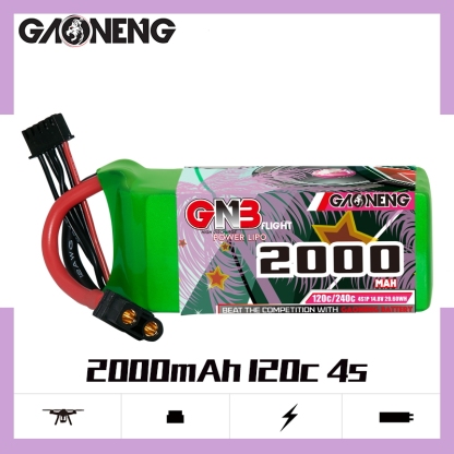 2PCS - GAONENG GNB 4S 14.8V 2000mAh 120C XT60 LiPo Battery