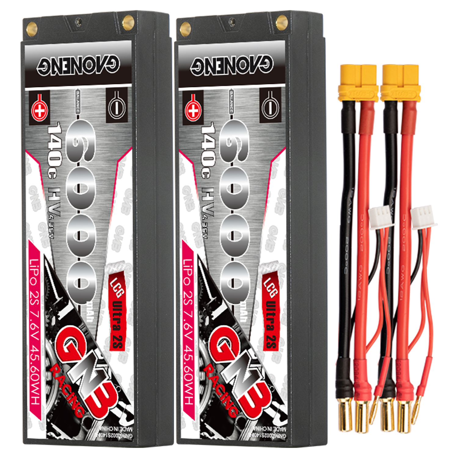 GAONENG GNB LiHV 2S 7.6V 6000mAh 140C 5mm Hard Case Ultra LCG LiPo Battery