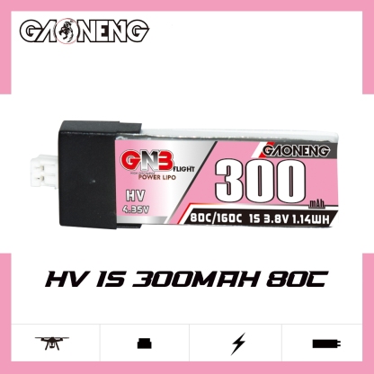 GAONENG GNB LiHV 1S 3.8V 300mAh 80C PH2.0 Plastic Head LiPo Battery