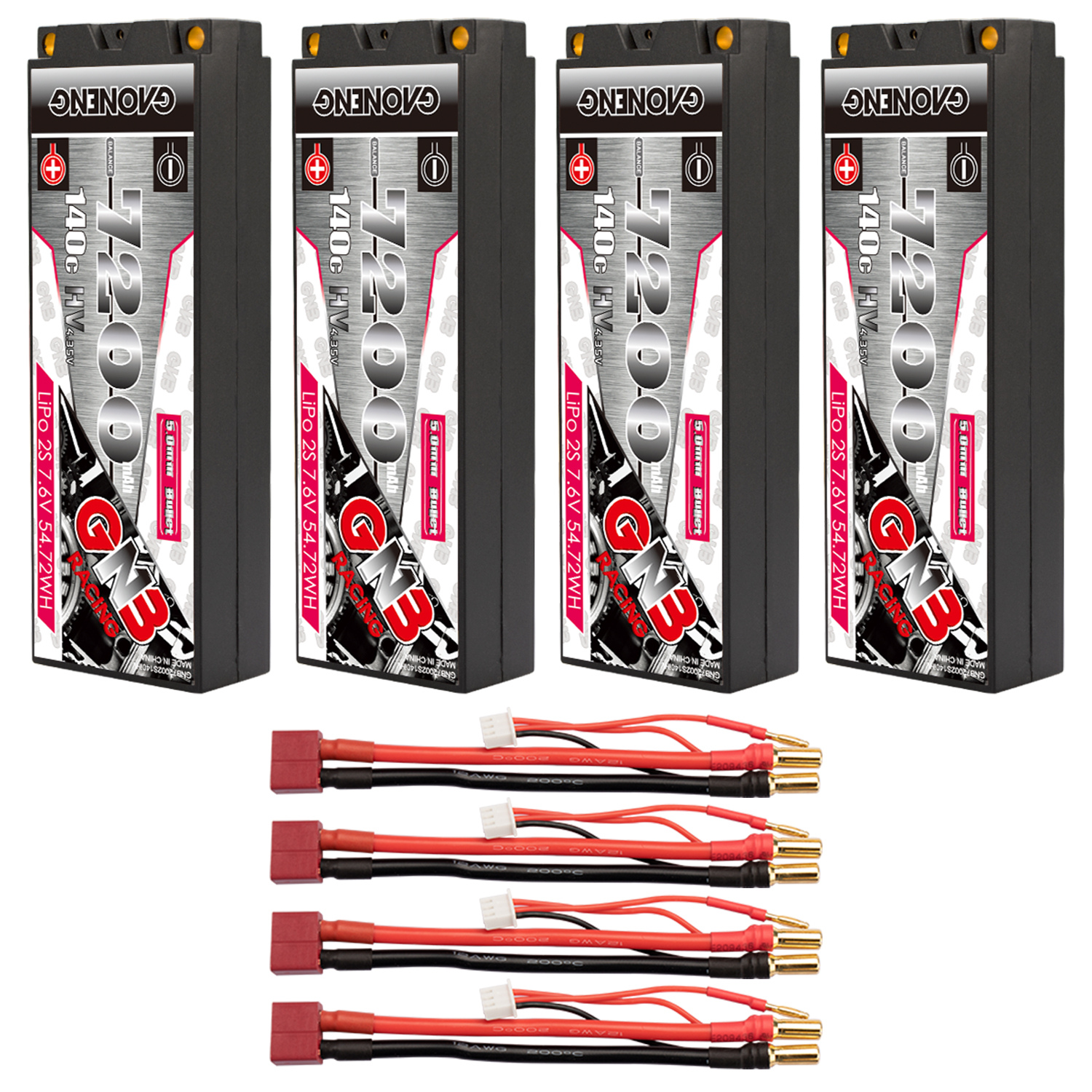 GAONENG GNB LiHV 2S 7.6V 7200mAh 140C 5mm Hard Case LCG LiPo Battery