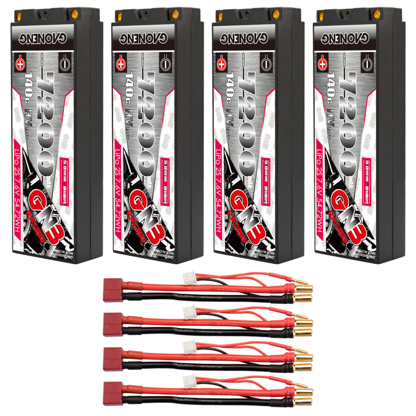 GAONENG GNB LiHV 2S 7.6V 7200mAh 140C 5mm Hard Case LCG LiPo Battery