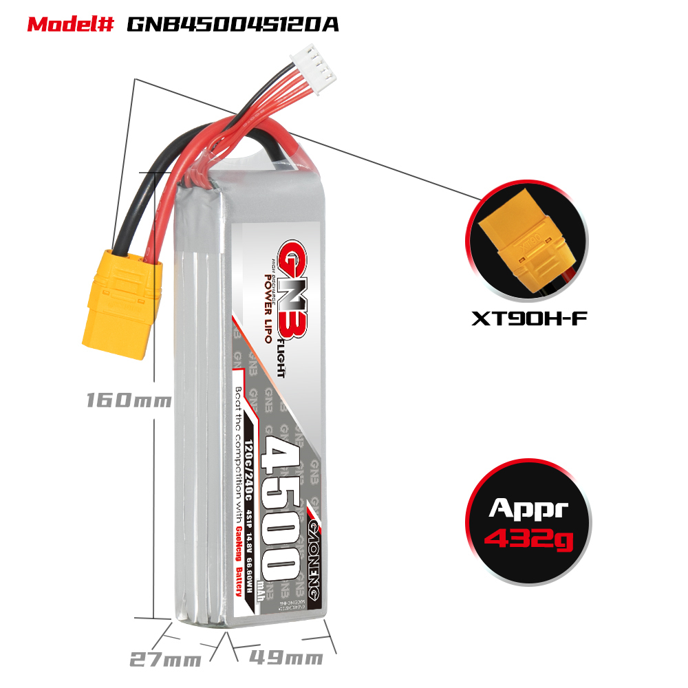 GAONENG GNB 4S 14.8V 4500mAh 120C LiPo Battery XT90