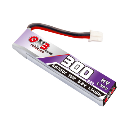 4PCS - GAONENG GNB LiHV 1S 3.8V 300mAh 60C PH2.0 Cabled LiPo Battery