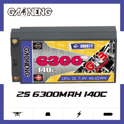 GAONENG GNB 2S 7.4V 6300mAh 140C Shorty 5mm Bullet Hard Case LiPo Battery