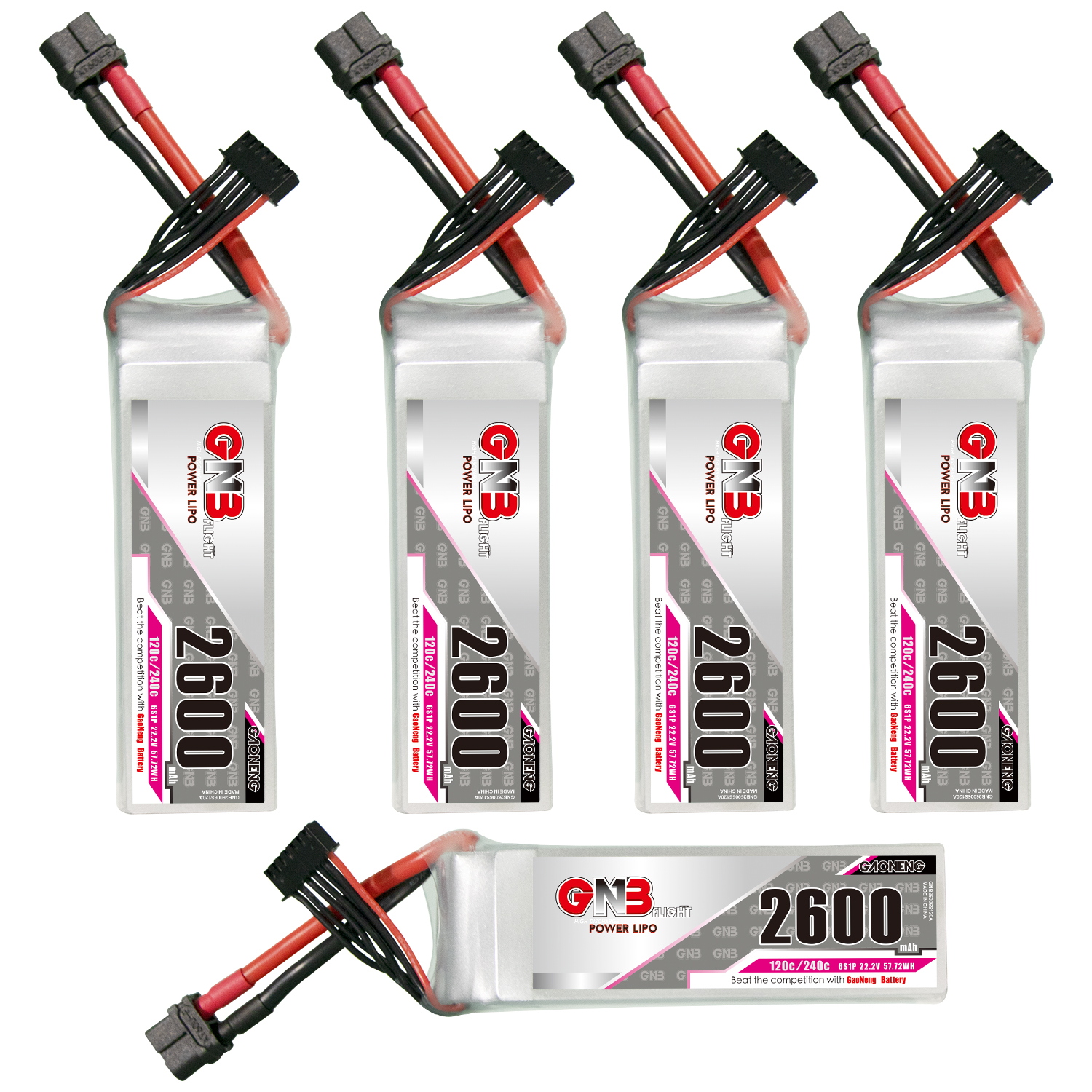 GAONENG GNB 6S 22.2V 2600mAh 120C XT60 LiPo Battery