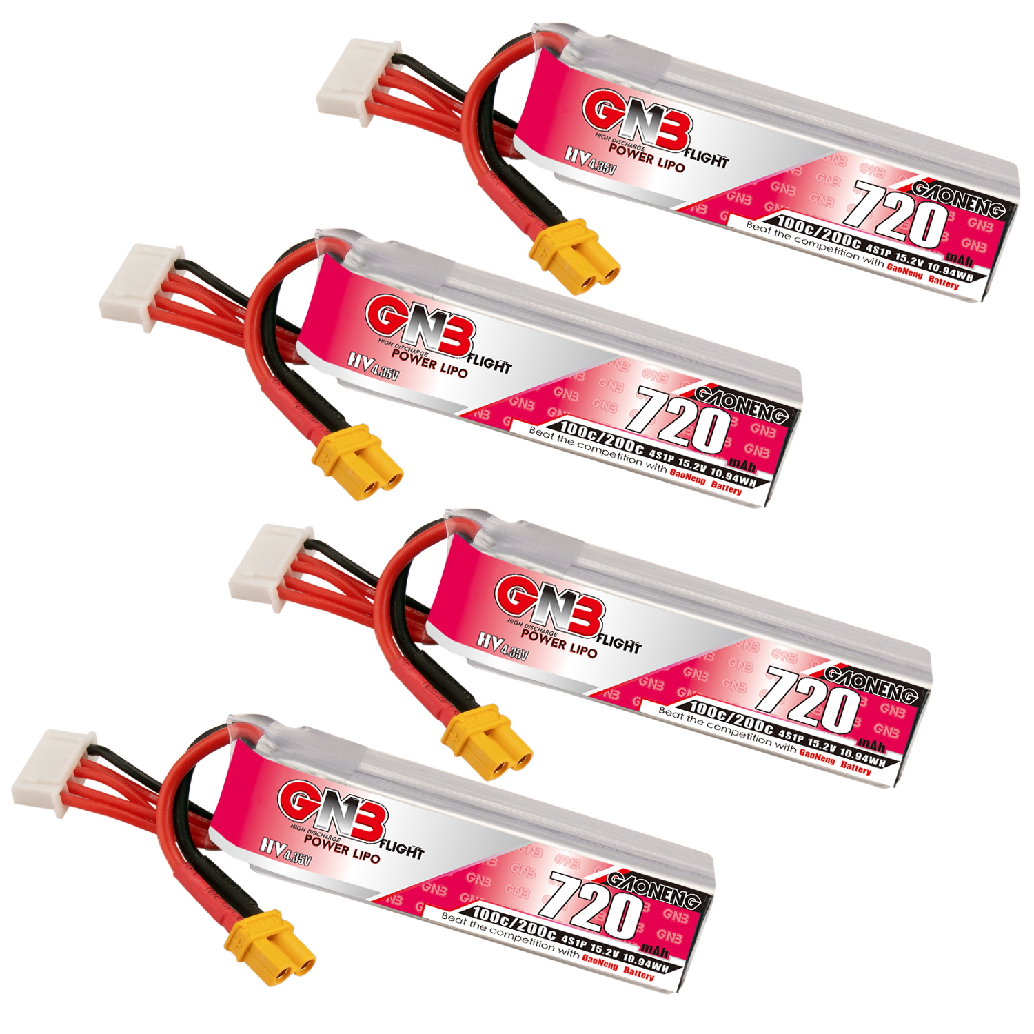 GAONENG GNB LiHV 4S 15.2V 720mAh 100C XT30 LiPo Battery Long Type