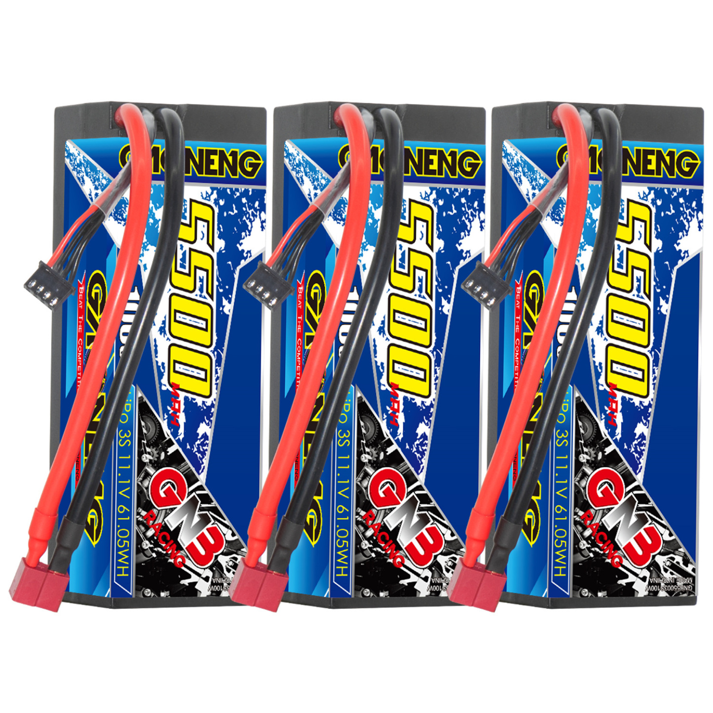 GAONENG GNB 3S 11.1V 5500mAh 100C Cabled Hard Case LiPo Battery T-PLUG