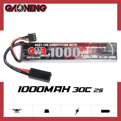 2PCS - GAONENG GNB 2S 7.4V 1000mAh 30C Mini Tamiya LiPo Battery for AirSoft