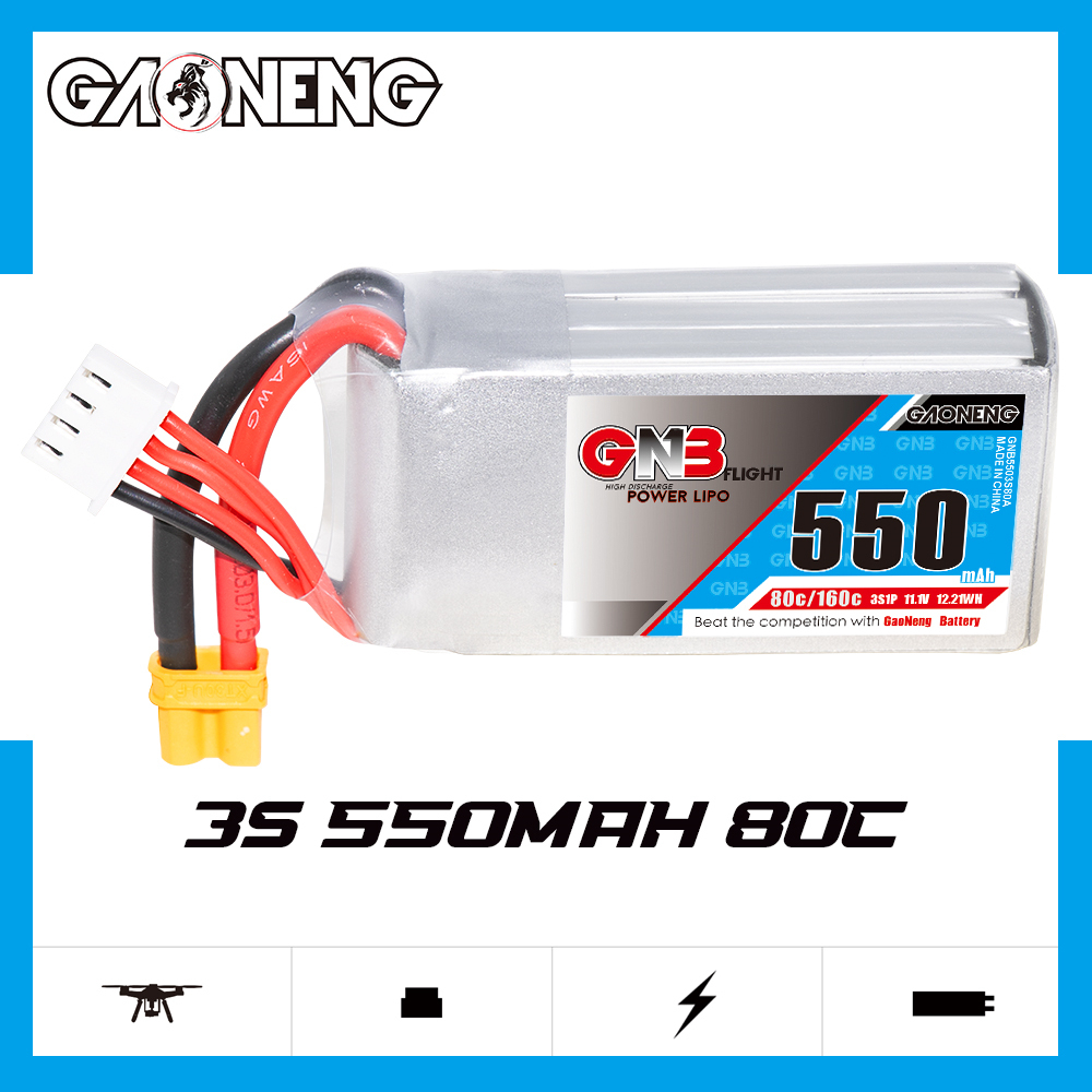 GAONENG GNB 3S 11.1V 550mAh 80C XT30 LiPo Battery
