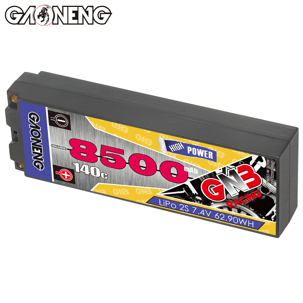 1PC - GAONENG GNB 2S 7.4V 8500mAh 140C 5mm Bullet Hard Case LiPo Battery XT60