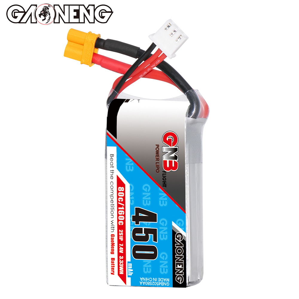GAONENG GNB 2S 7.4V 450mAh 80C XT30 LiPo Battery Square Type