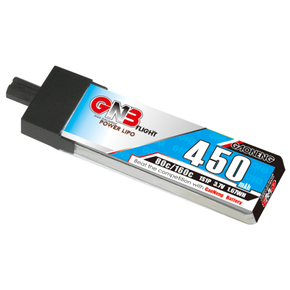 GAONENG GNB 1S 3.7V 450mAh 80C GNB27 Plastic Head LiPo Battery Long Type