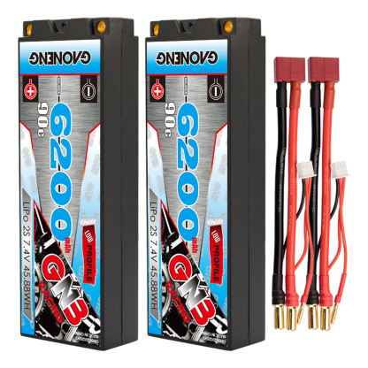 GAONENG GNB 2S 7.4V 6200mAh 90C 5mm Bullet Hard Case LiPo Battery