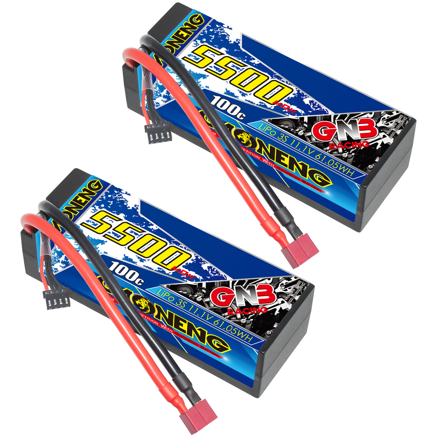 GAONENG GNB 3S 11.1V 5500mAh 100C Cabled Hard Case LiPo Battery T-PLUG