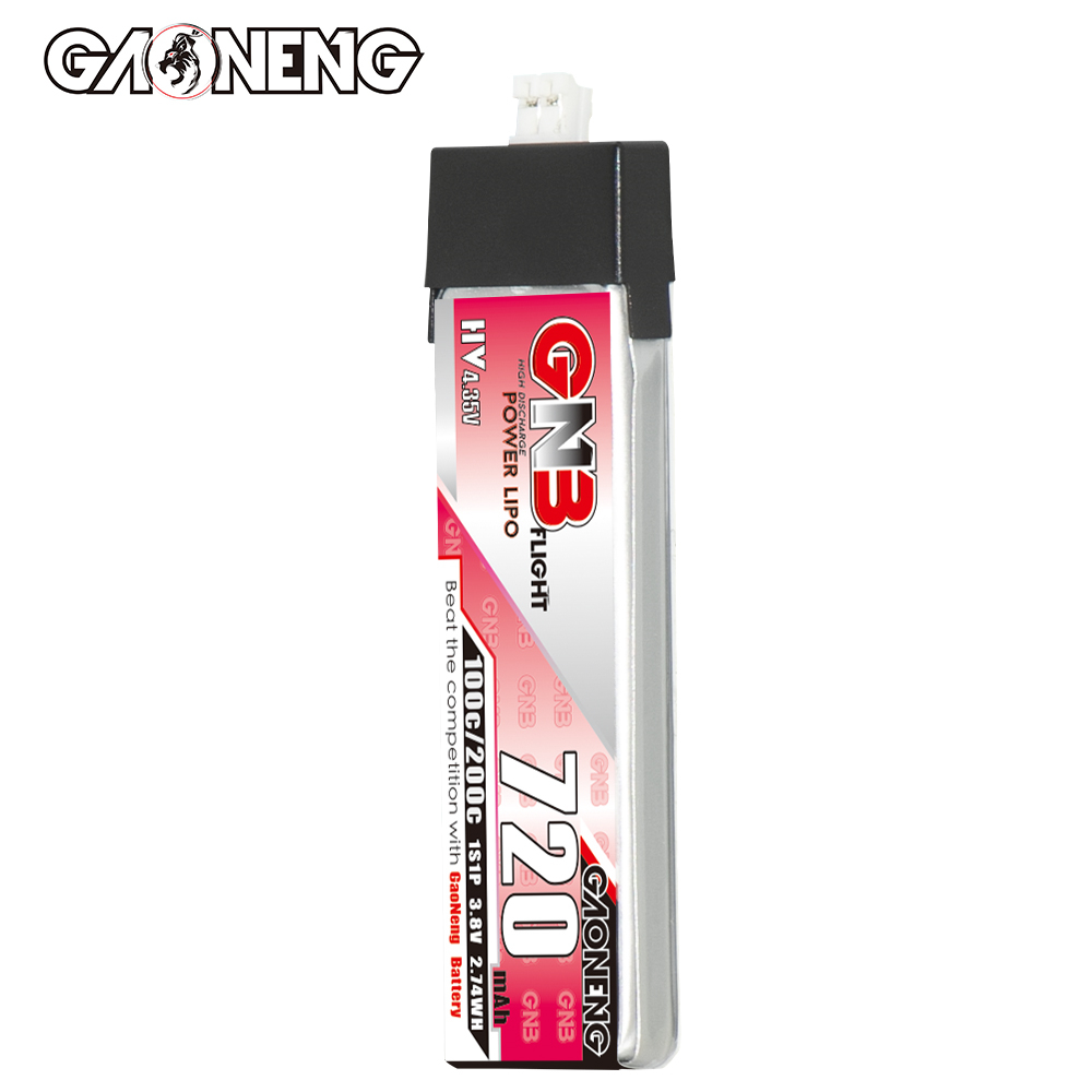GAONENG GNB LiHV 1S 3.8V 720mAh 100C PH2.0 Plastic Head LiPo Battery