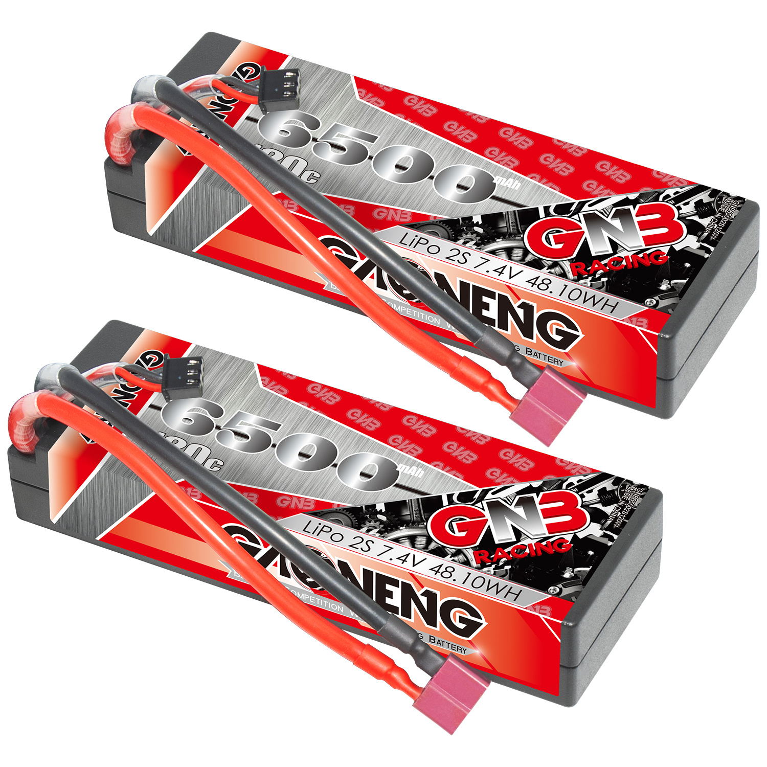 GAONENG GNB 2S 7.4V 6500mAh 120C Cabled Hard Case LiPo Battery T-PLUG