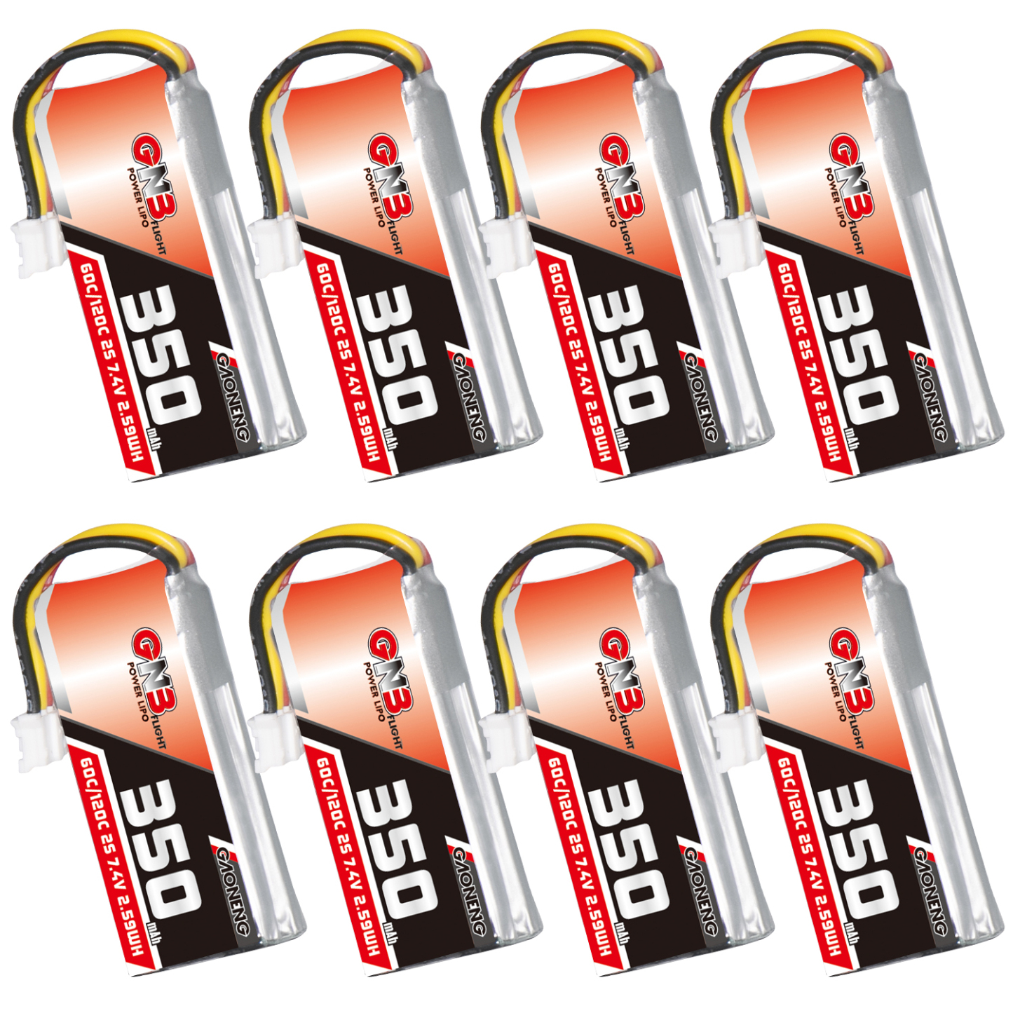 GAONENG GNB 2S 7.4V 350mAh 60C LiPo Battery PH2.0 3Pin Connector