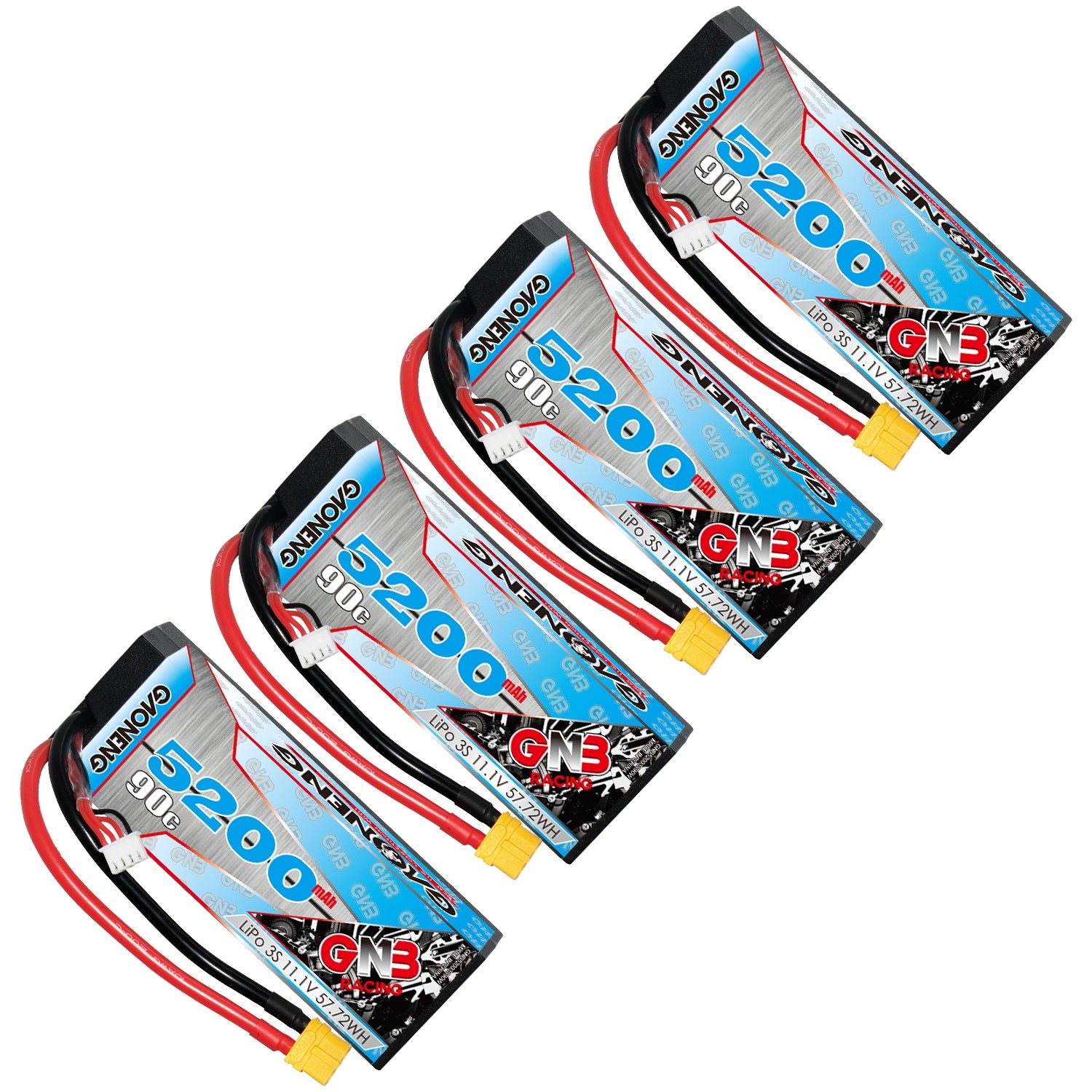 GAONENG GNB 3S 11.1V 5200mAh 90C Cabled Hard Case LiPo Battery XT60