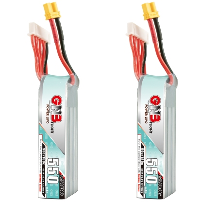 2PCS - GAONENG GNB 6S 22.2V 550mAh 90C XT30 LiPo Battery Long Type