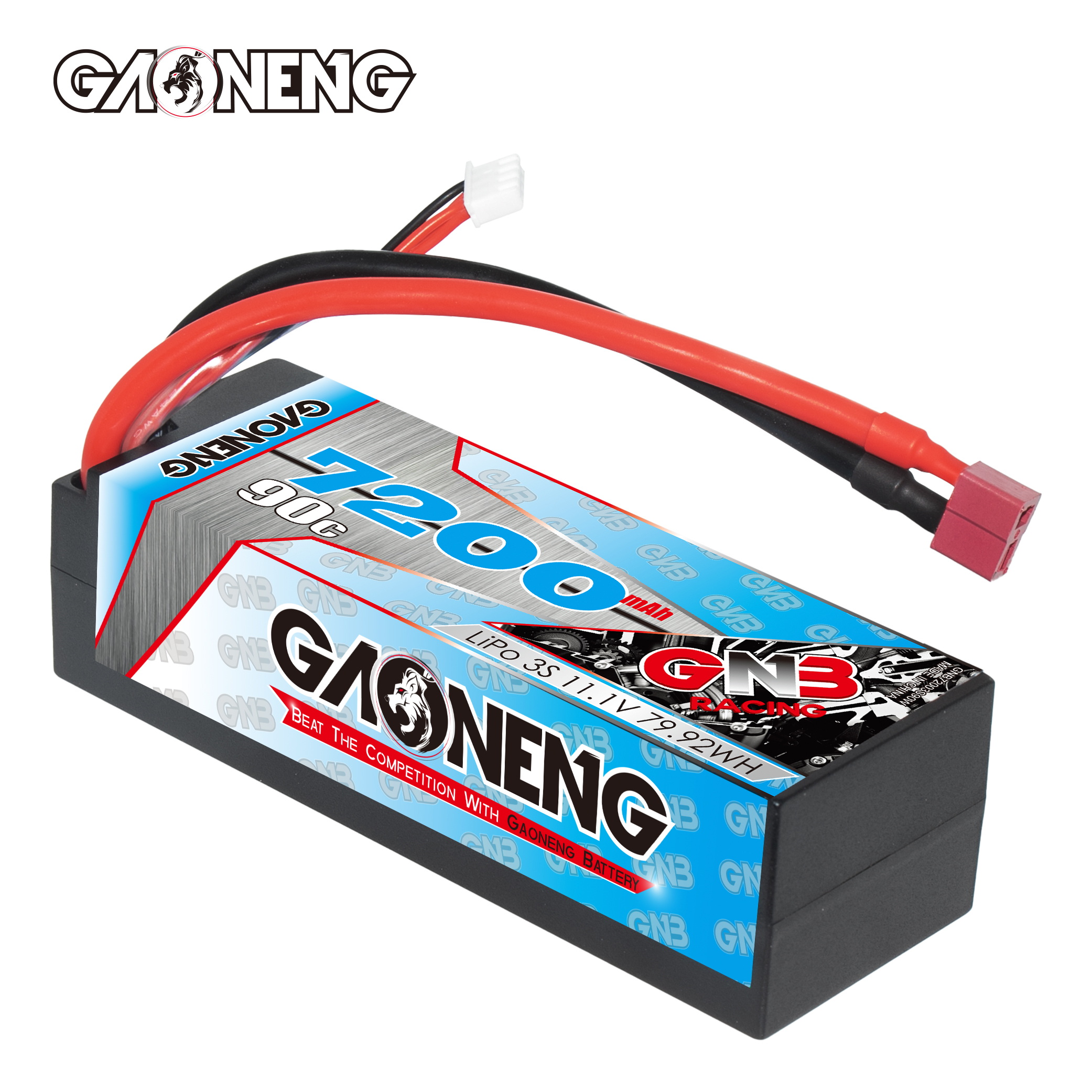GAONENG GNB 3S 11.1V 7200mAh 90C Cabled Hard Case LiPo Battery T-PLUG