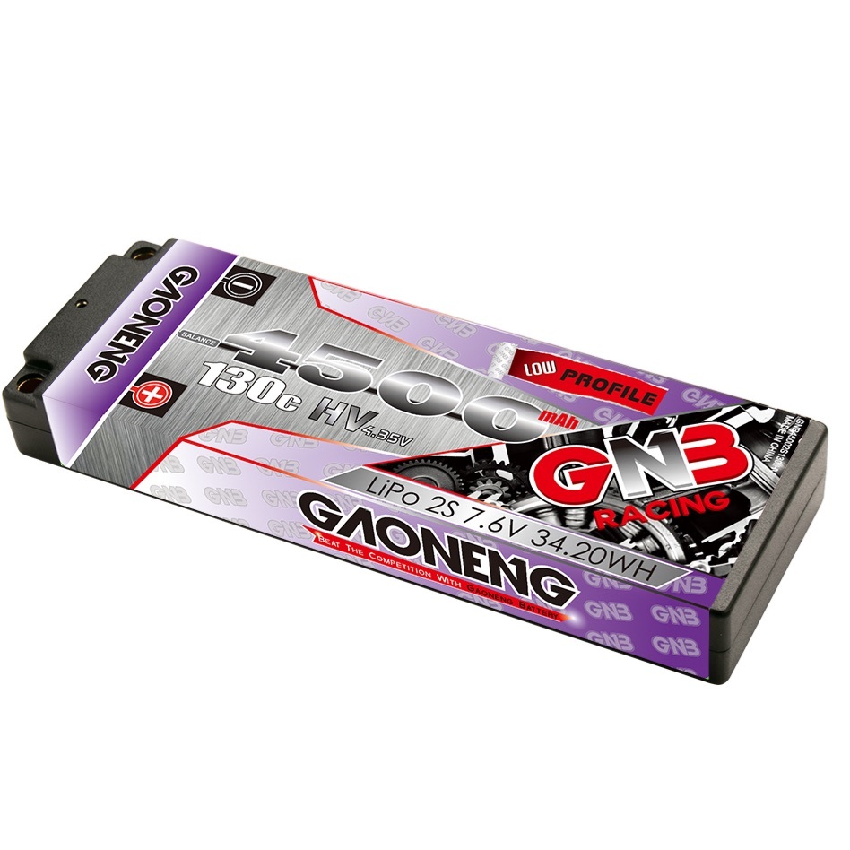 1PCS - GAONENG GNB LiHV 2S 7.6V 4500mAh 130C Hard Case Ultra LCG LiPo Battery XT60