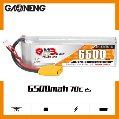 1PCS - GAONENG GNB LiHV 2S 7.6V 6500mAh 70C LiPo Battery XT90 Connector