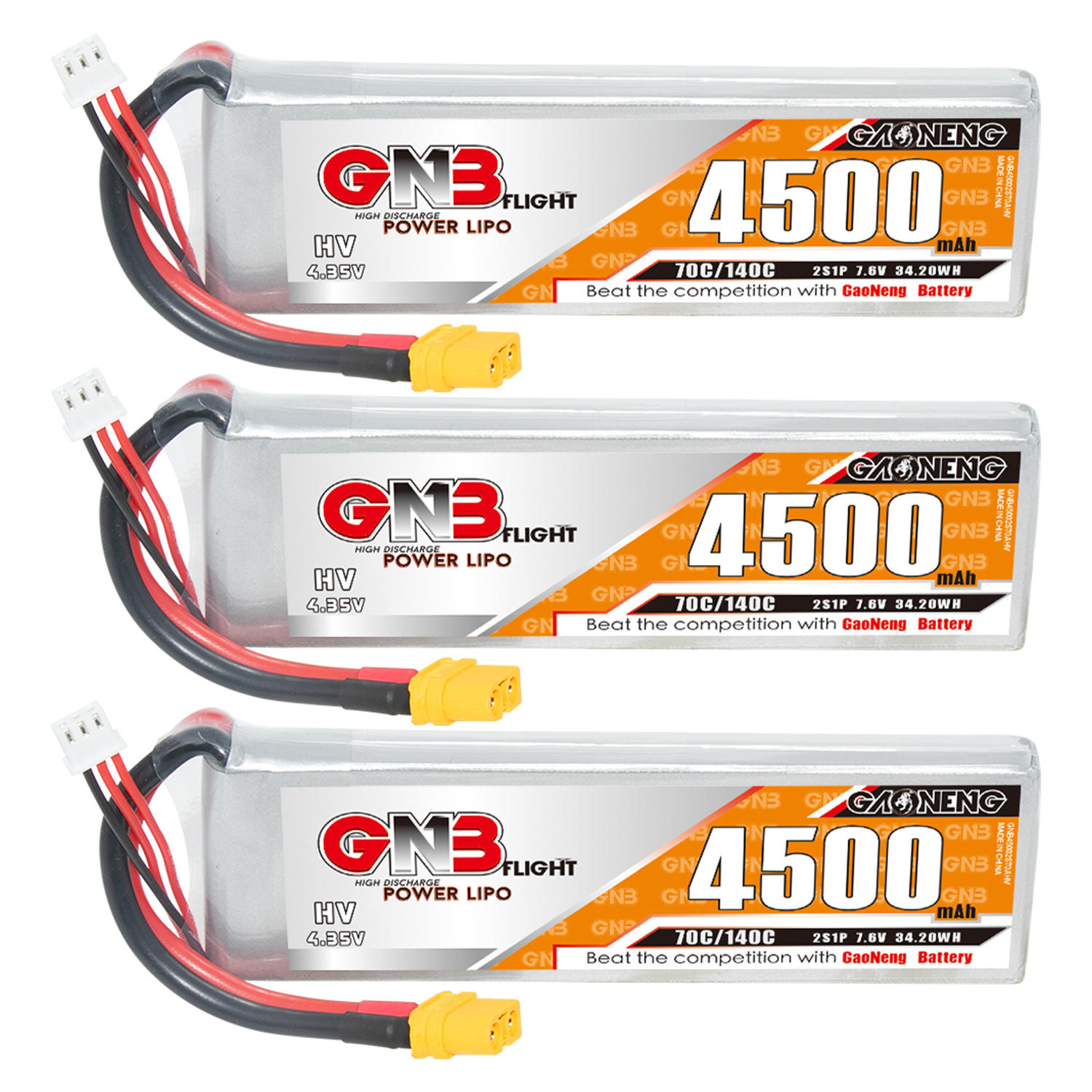 GAONENG GNB LiHV 2S 7.6V 4500mAh 70C LiPo Battery XT60