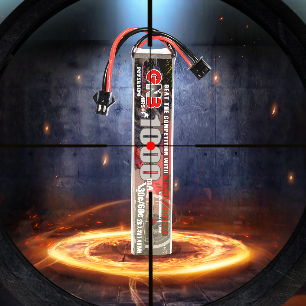 2PCS - GAONENG GNB 2S 7.4V 1000mAh 30C SM Plug LiPo Battery for AirSoft