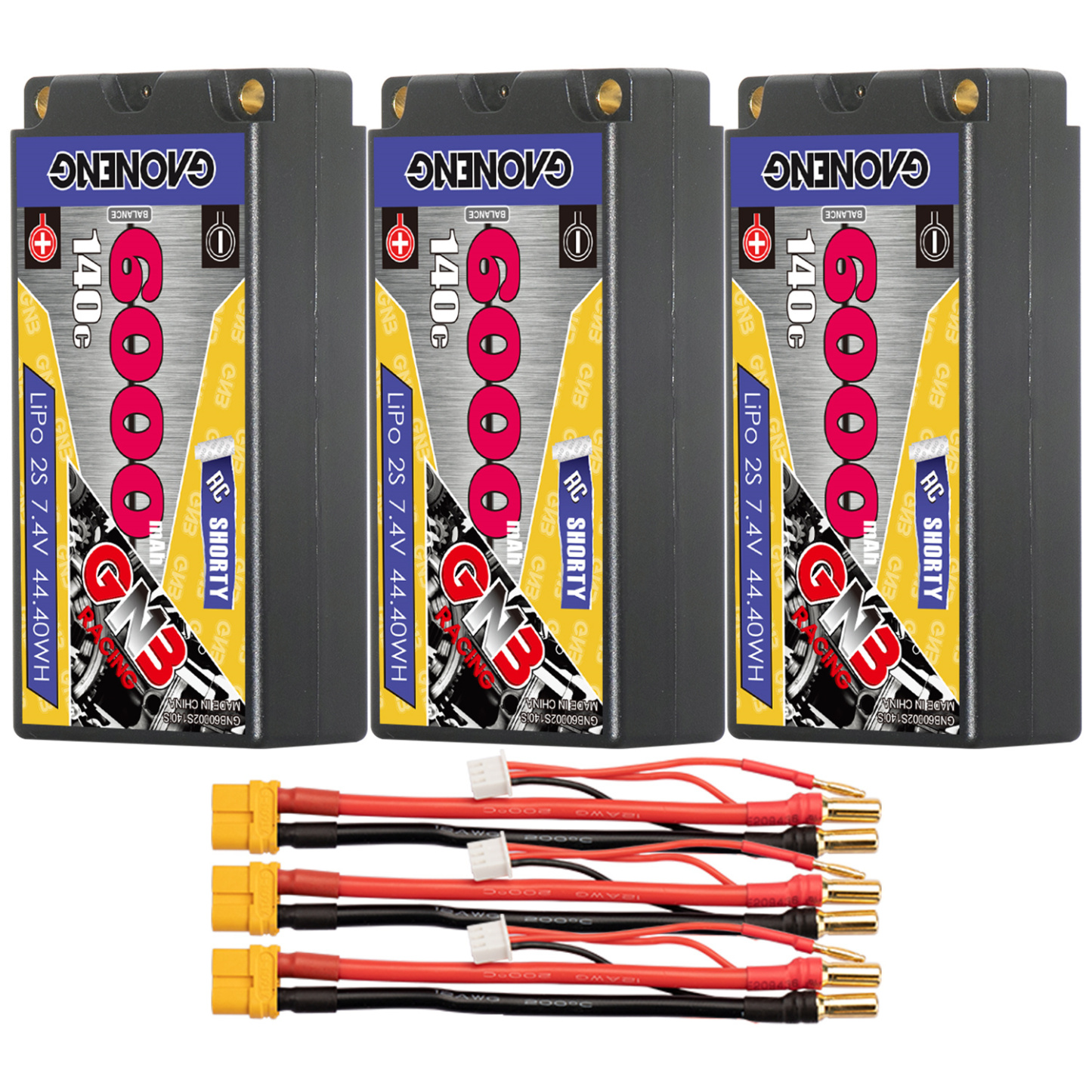 GAONENG GNB 2S 7.4V 6000mAh 140C Shorty 5mm Bullet Hard Case LiPo Battery