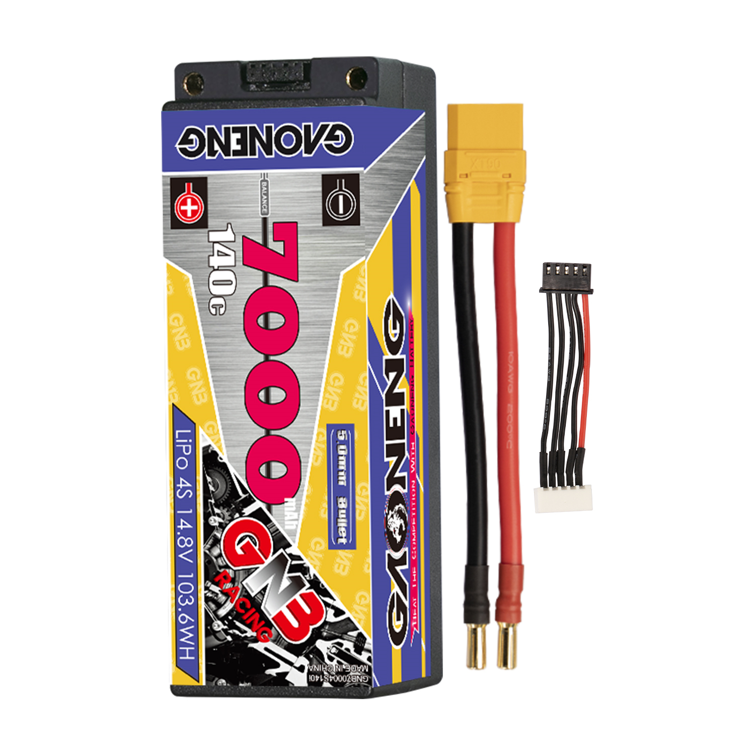 GAONENG GNB 4S 14.8V 7000mAh 140C 5mm Bullet Hard Case LiPo Battery