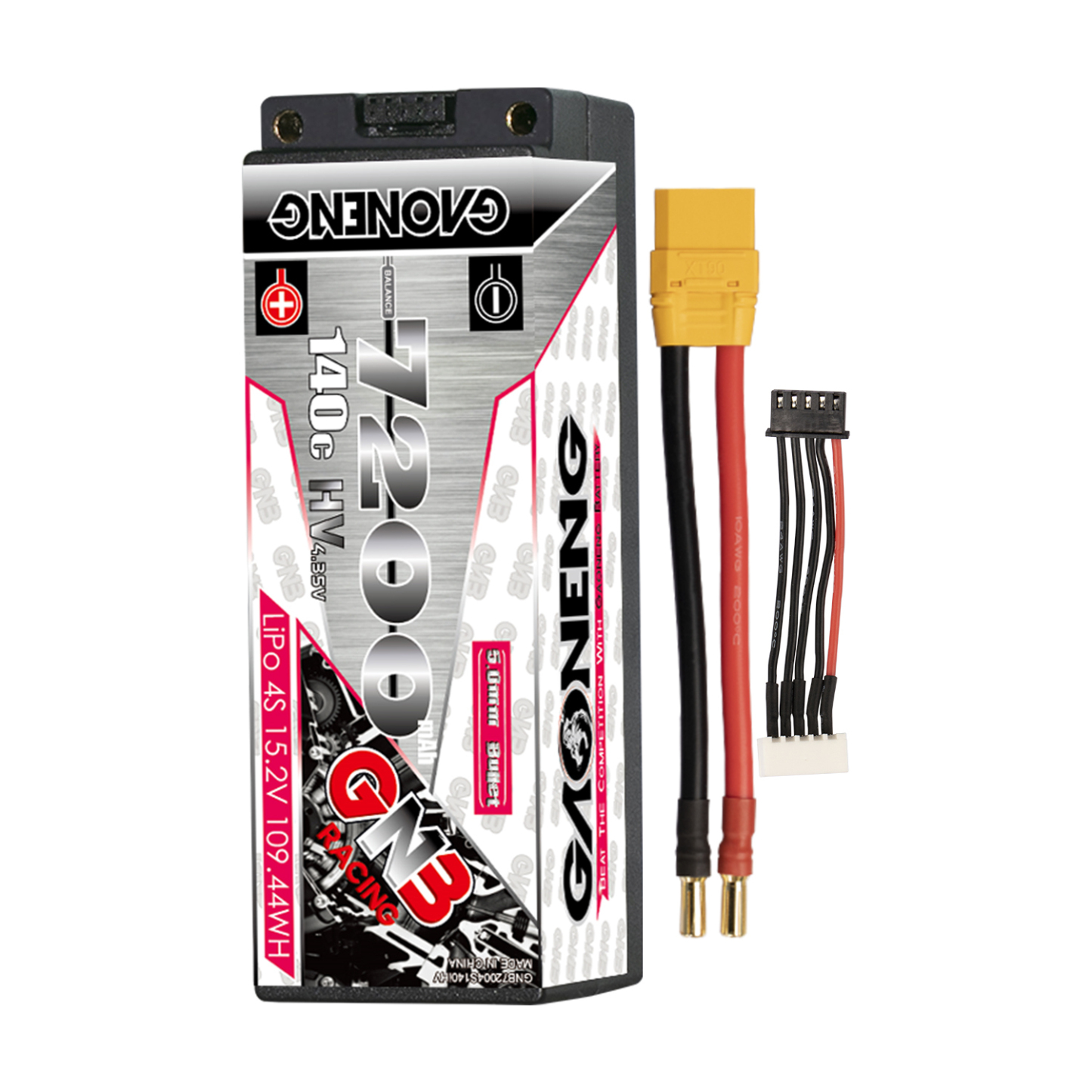 GAONENG GNB LiHV 4S 15.2V 7200mAh 140C 5mm Bullet Hard Case LiPo Battery