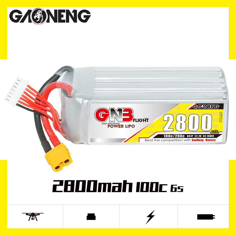 1PCS - GAONENG GNB 6S 22.2V 2800mAh 100C XT60 LiPo Battery
