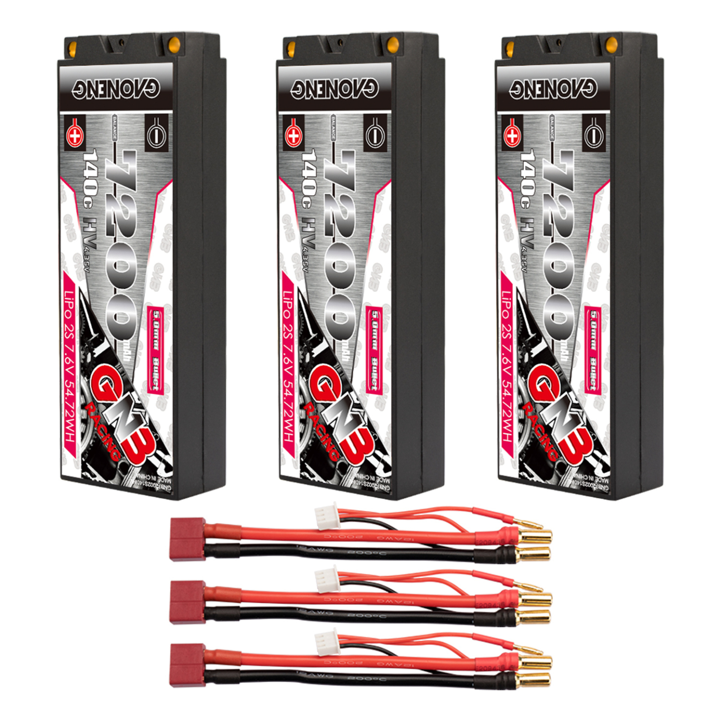 GAONENG GNB LiHV 2S 7.6V 7200mAh 140C 5mm Hard Case LCG LiPo Battery