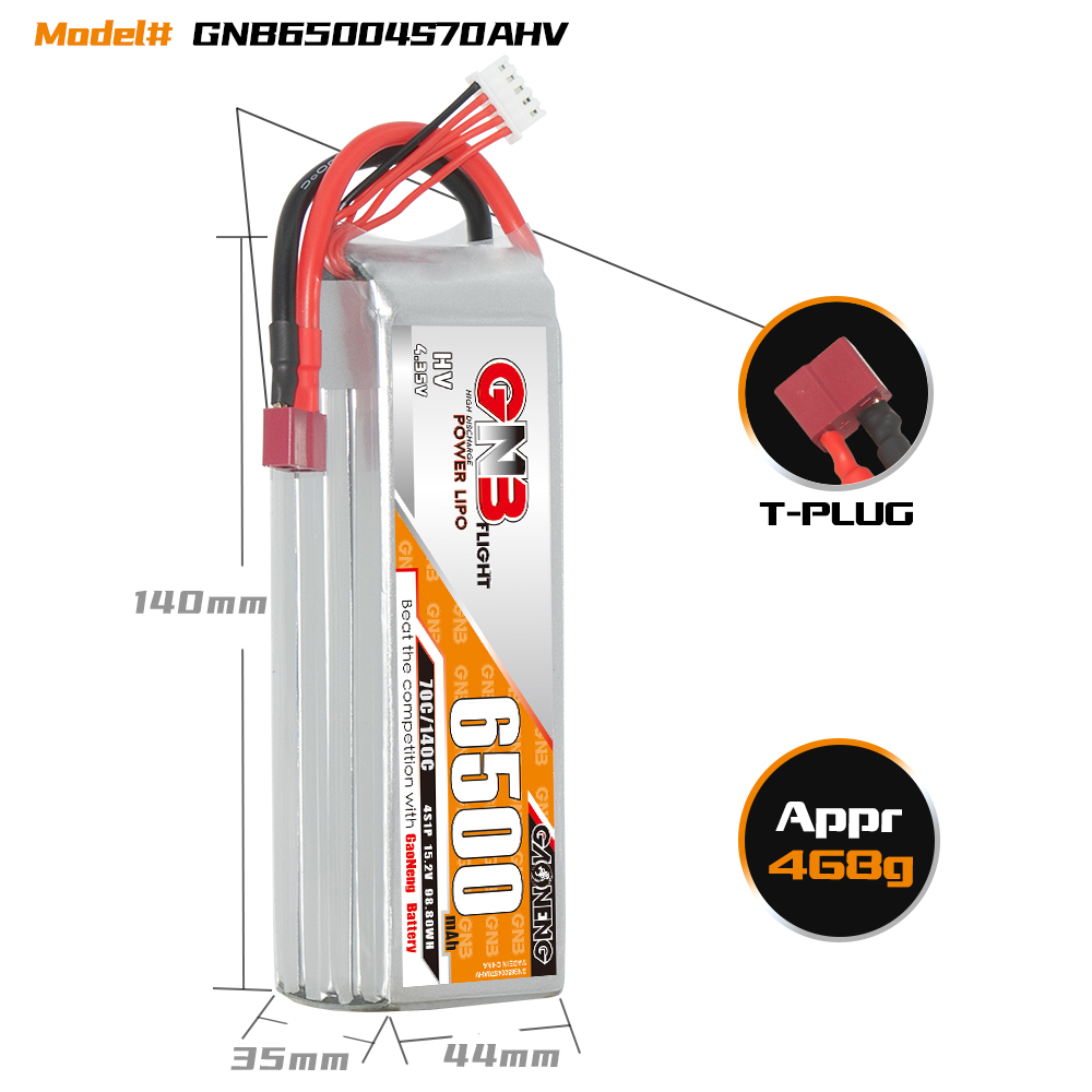 GAONENG GNB HV 4S 15.2V 6500mAh 70C T-PLUG LiPo Battery
