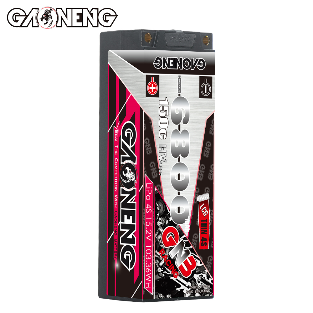 GAONENG GNB LiHV 4S 15.2V 6800mAh 150C 5mm Bullet LCG Thin 4S Hard Case LiPo Battery