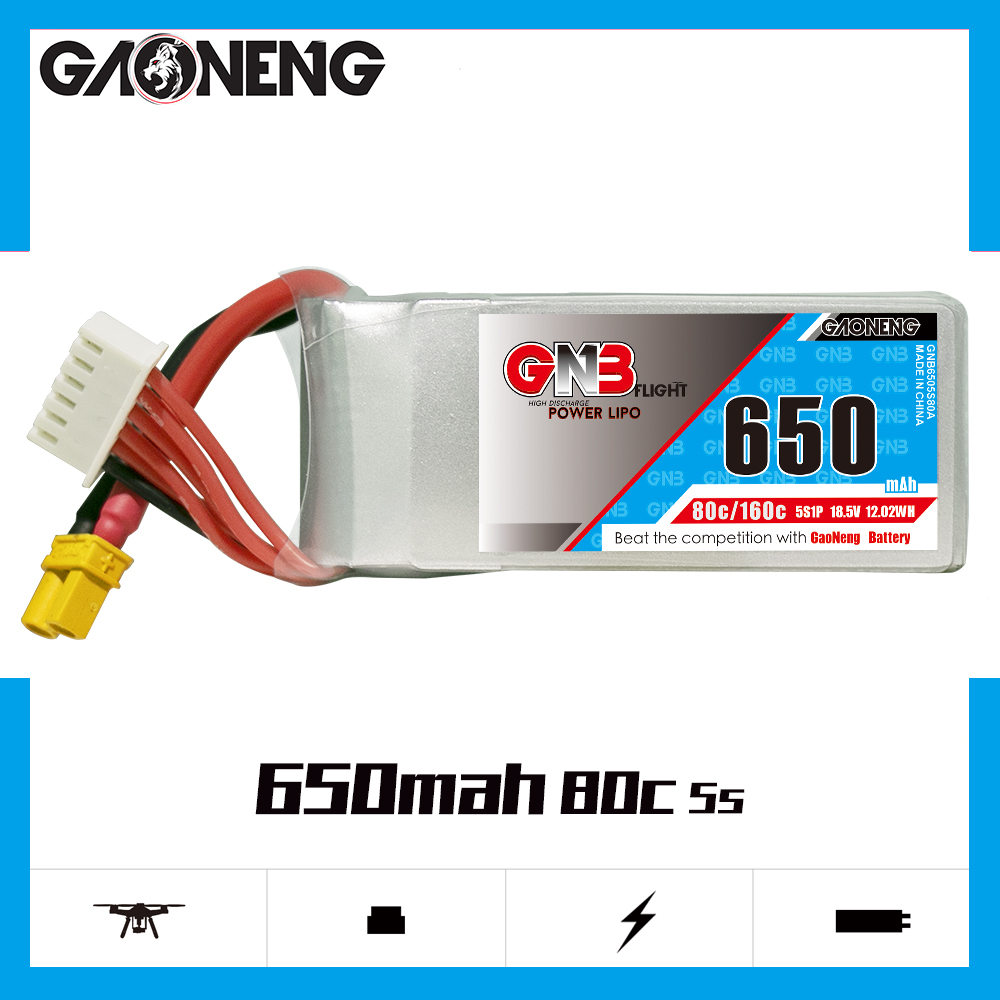 GAONENG GNB 5S 18.5V 650mAh 80C XT30 LiPo Battery