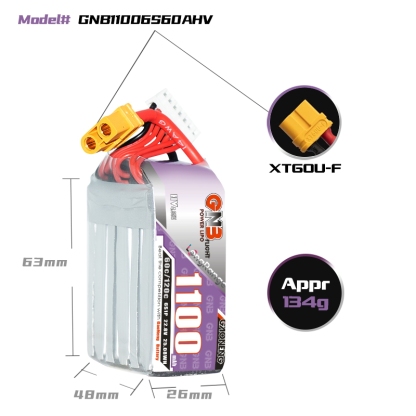 GAONENG GNB LiHV 6S 22.8V 1100mAh 60C XT30 LiPo Battery LongRange