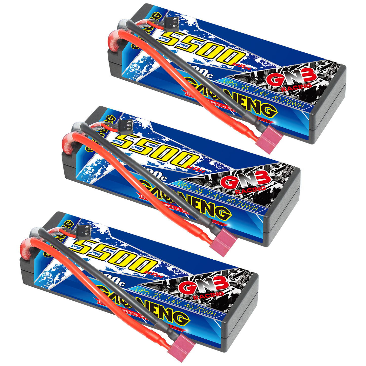 GAONENG GNB 2S 7.4V 5500mAh 100C Cabled Hard Case LiPo Battery T-PLUG